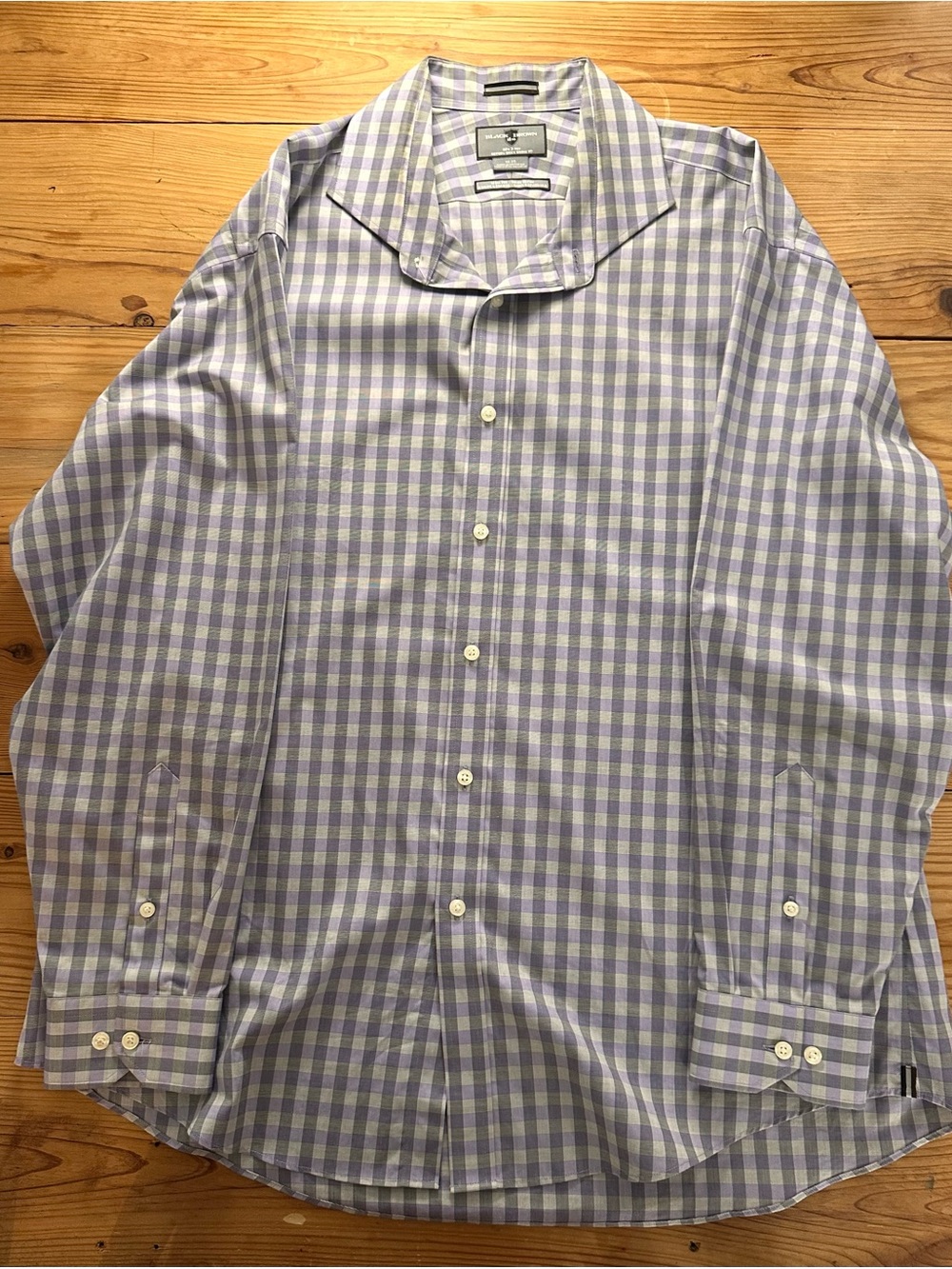 Black Brown 1826 Lavender and White Gingham Dress Shirt